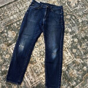 Abercrombie & Fitch Athletic Slim Dark Wash Distressed Jeans 32x32 Blue Denim